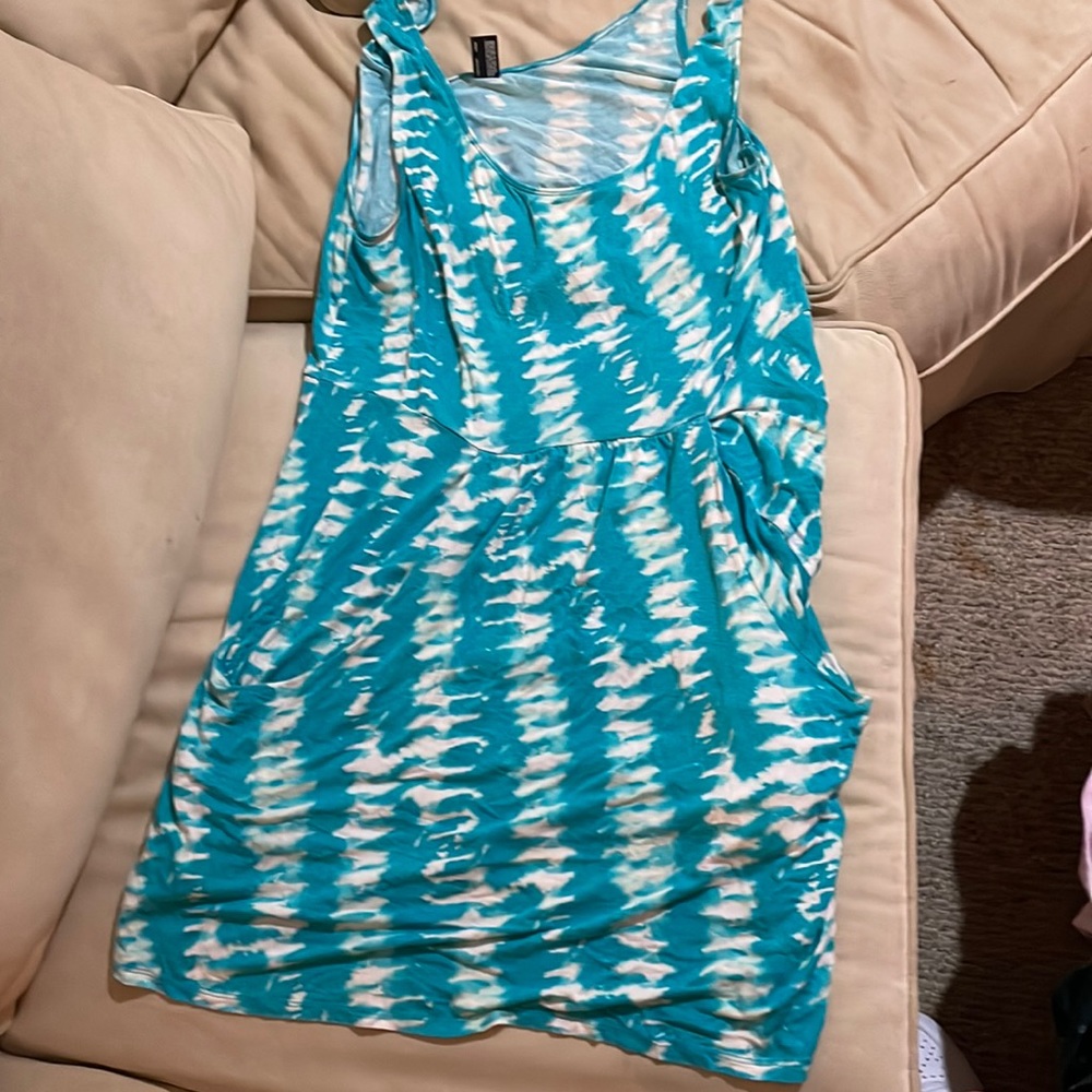 A.N.A sundress, size large women, turquoise and white